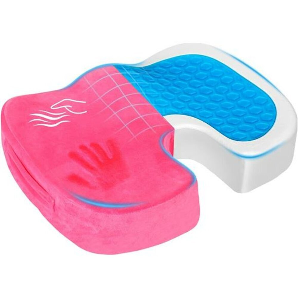 Gel memory foam seat cushion for car office chair tailbone sciatica back pain re